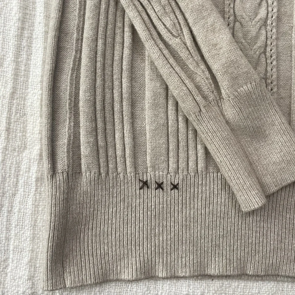 Montana Co Sweater Women's XL Off White‎ Cable knit Warm Western Lace Up